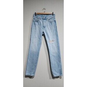 Levis 501 Womens Jeans 24x30 Light Blue 150th Floral Straight Button Fly Classic